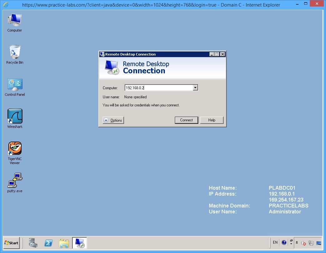 Practice Labs screenshot.